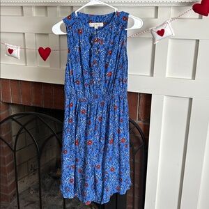 Womens Loft Blue Floral Dress Size S